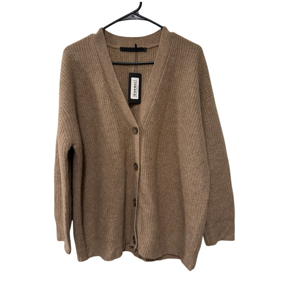 NWT! Jenni Kayne S Oversized 100% Cashmere Cocoon Cardigan Sweater Undyed Stone - Picture 2 of 8
